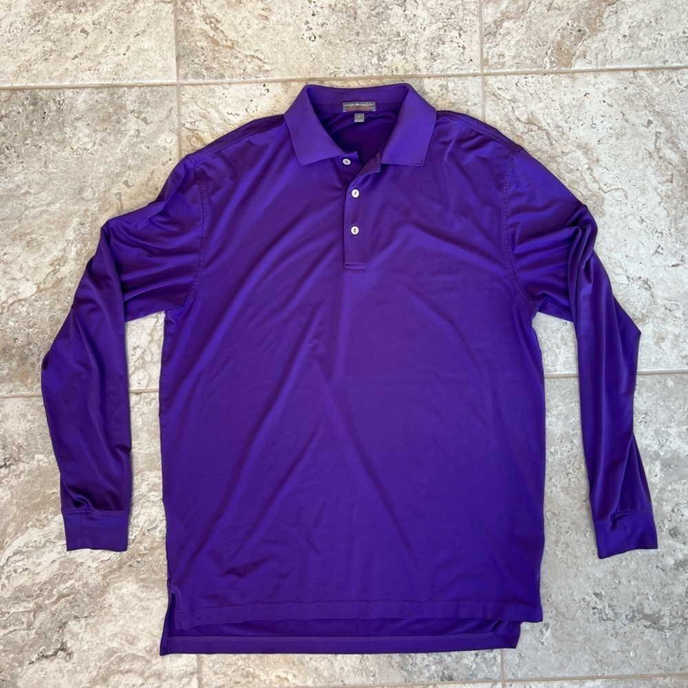 PETER MILLAR Summer Comfort Long Sleeve Performance Pullover, Purple, M
